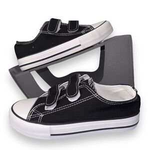 Mishansha Hook & Loop Casual Canvas Sneakers Black / White Youth 2